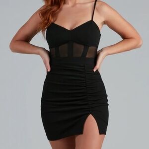 Windsor Breanna Mesh Illusion Crepe Party Dress
